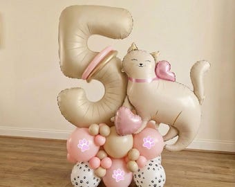 Pastel Cat Balloon Stack DIY Kit – Cat Lover Birthday Decorations