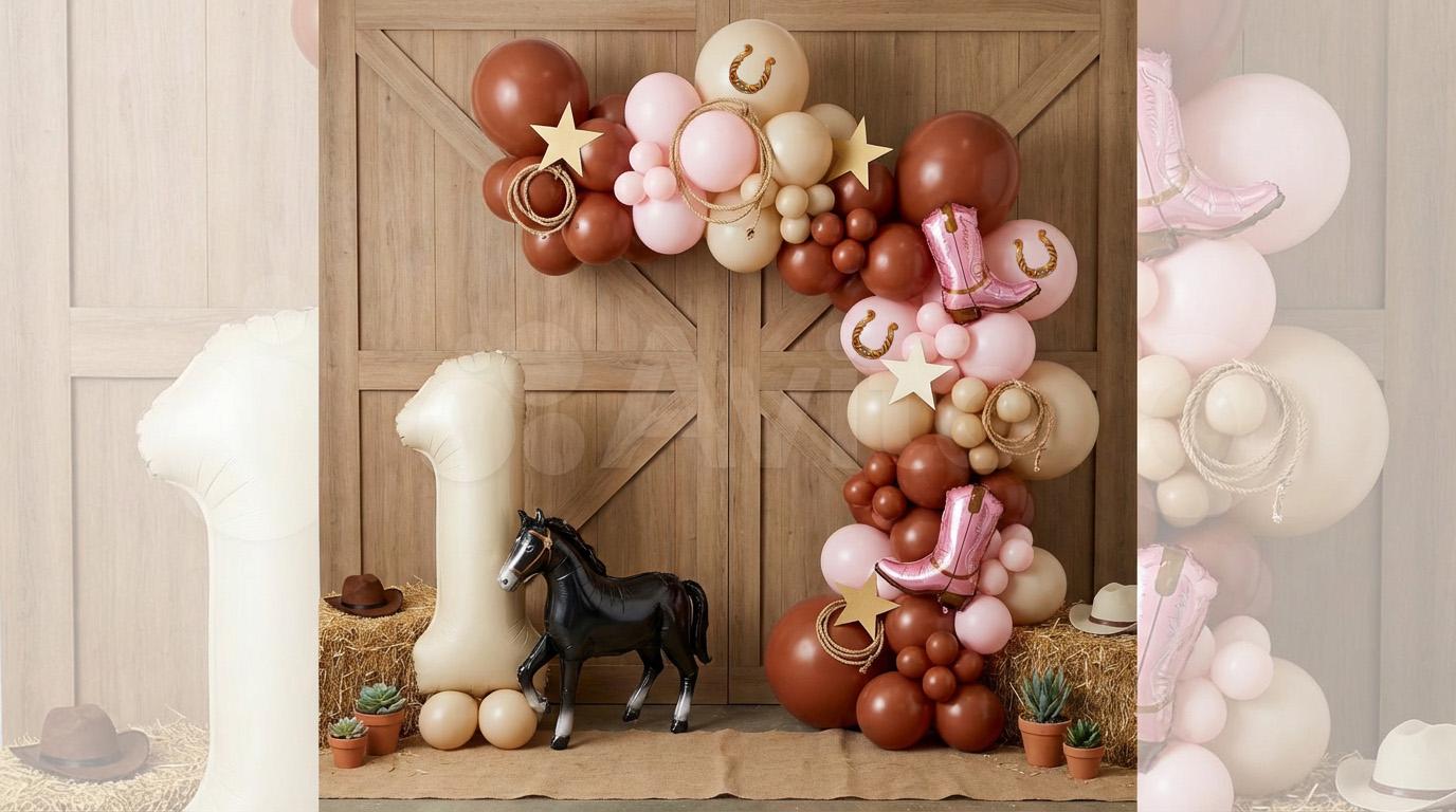 Pink Rodeo Party Cowgirl Balloon Arch | Pink & Brown Rodeo Birthday Party Decor - Etsy