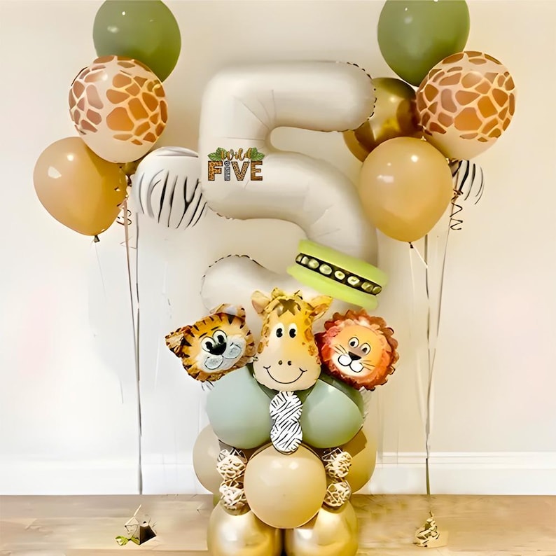 DIY Safari Animal Balloon Stack: Jungle Theme Party Decor image 5