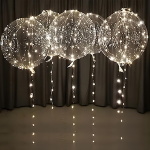 18インチ LED ライト付きバルーン クールホワイトとウォームホワイト - ボボバルーン 結婚式、誕生日、パーティーに最適 - 光るボブルボール