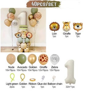 DIY Safari Animal Balloon Stack: Jungle Theme Party Decor Stack(no sticker)