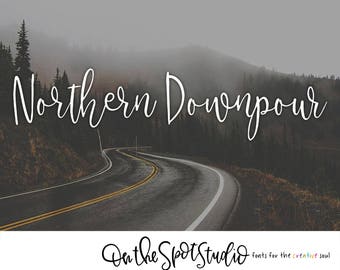 NORTHERN DOWNPOUR / font duo / script font / calligraphy font / handlettered font / OTSS / farmhouse style