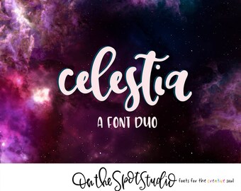 CELESTIA / whimsical font / script font / handlettered font / OTSS / bounce script / calligraphy