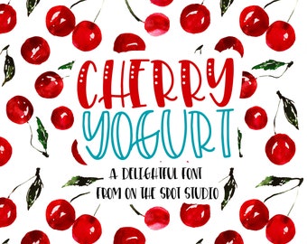CHERRY YOGURT / whimsical font / script font / handlettered font / OTSS / bounce script / calligraphy