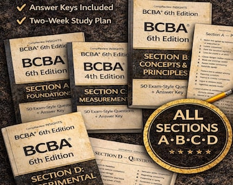 BCBA Study Guides & Mock Exams | Sections A–D | ABA Exam Prep pdf | Practice Questions + Study Plans | View and Print