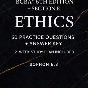Preguntas de práctica de ética de BCBA / Examen simulado de la Sección E / Guía de estudio de ética de ABA en PDF / 50 preguntas de estilo de examen + clave de respuestas / Ver e imprimir