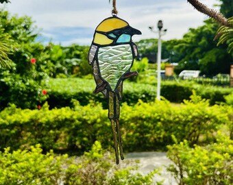 Groenkeelbijeneter glas in lood nieuwe baan cadeau housewarming cadeaus Aangepaste vogel suncatcher uil kunstwerk glas-in-lood raamdecoratie