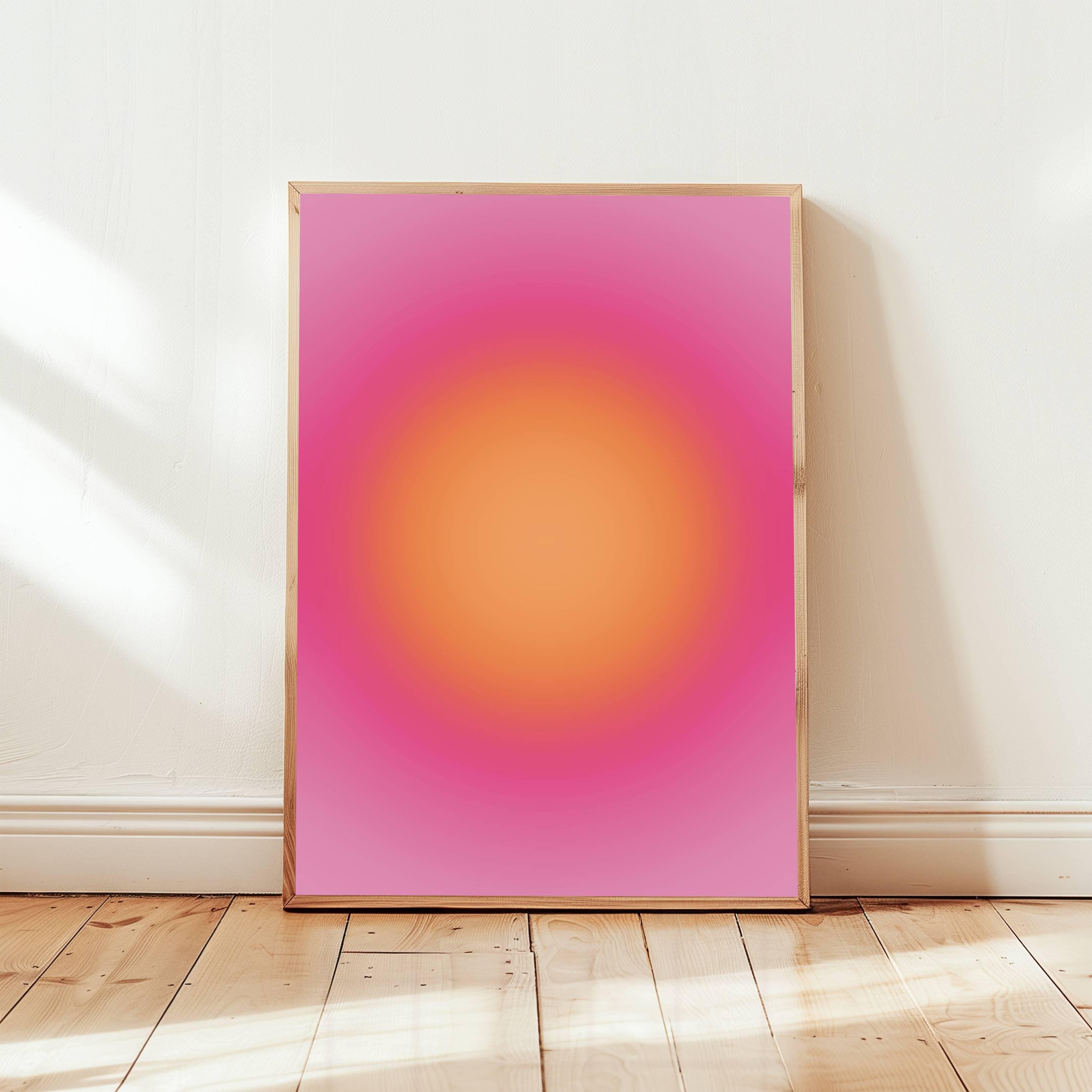 Vibrant Pink and Orange Aura Healing Energy Wall Art | Spiritual