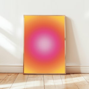 Lebendige Aura Farbverlauf Kunstdrucke für Meditation und Achtsamkeit Psychedelische Wand Dekoration in Rosa Rot Gelb Yoga Studio Gelassener Wohnraum