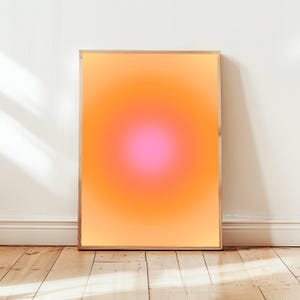 Pastell Aura Farbverlauf Kunstdrucke für Meditation und Achtsamkeit Psychedelische Wand Dekoration in Orange und Pink Yoga Studio Gelassenen Wohnraum