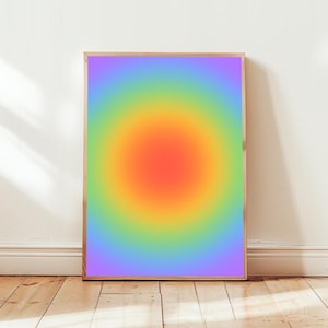 Lebendige Aura Farbverlauf Kunstdrucke für Meditation und Achtsamkeit Psychedelische Wand Dekoration in Regenbogen Yoga Studio Gelassenen Wohnraum Kinderzimmer