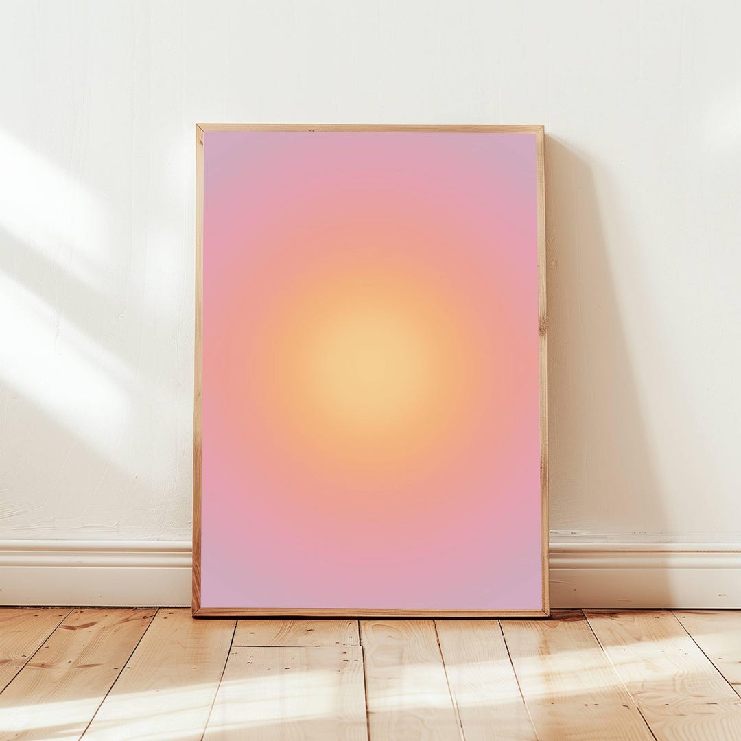 Soft Pastel Pink Aura Poster Extra Celestial Wall Art Sunset Gradient ...