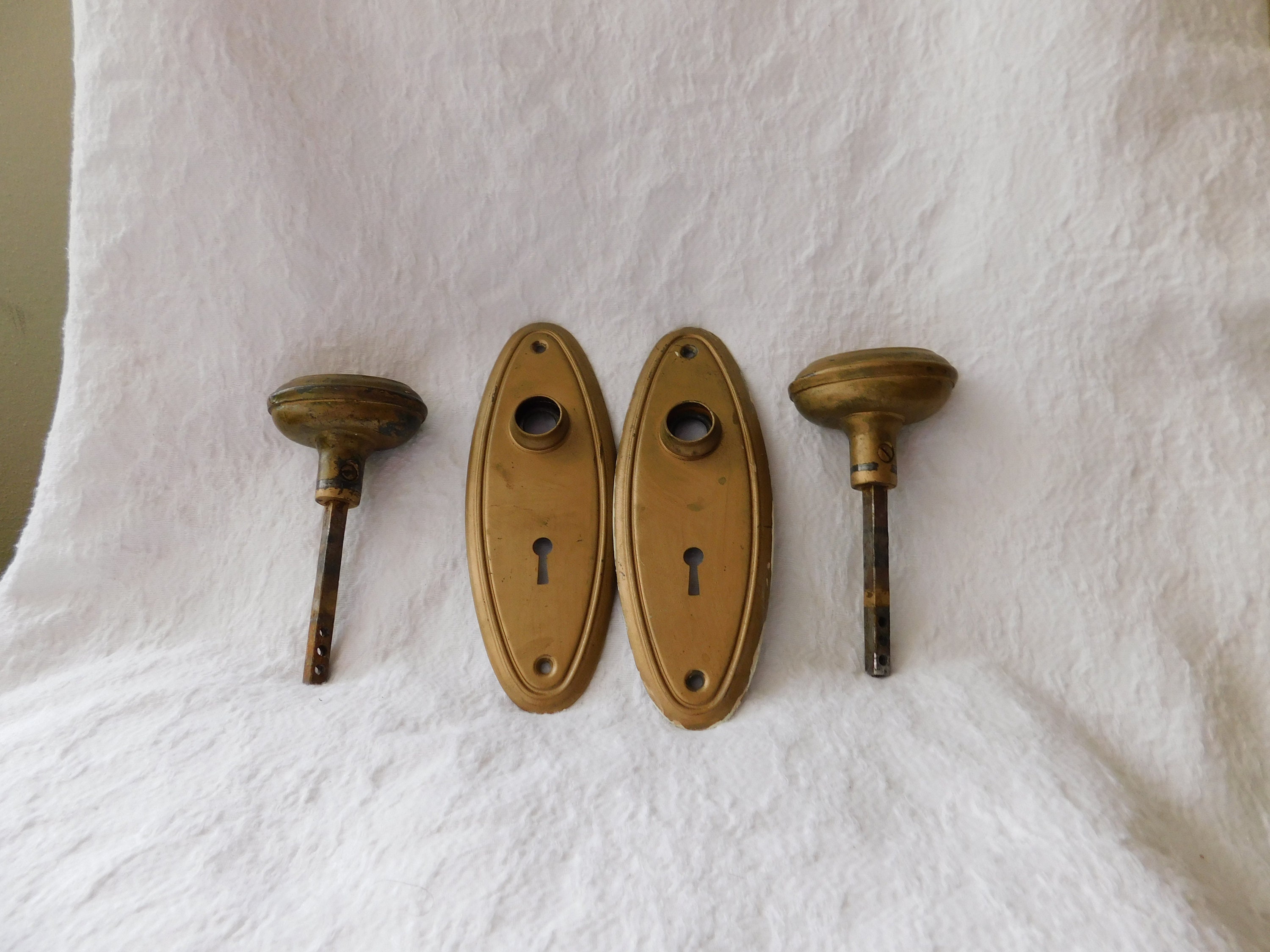 Door Knobs And Backplates Antique Circa 1910 Oval With Oval Etsy