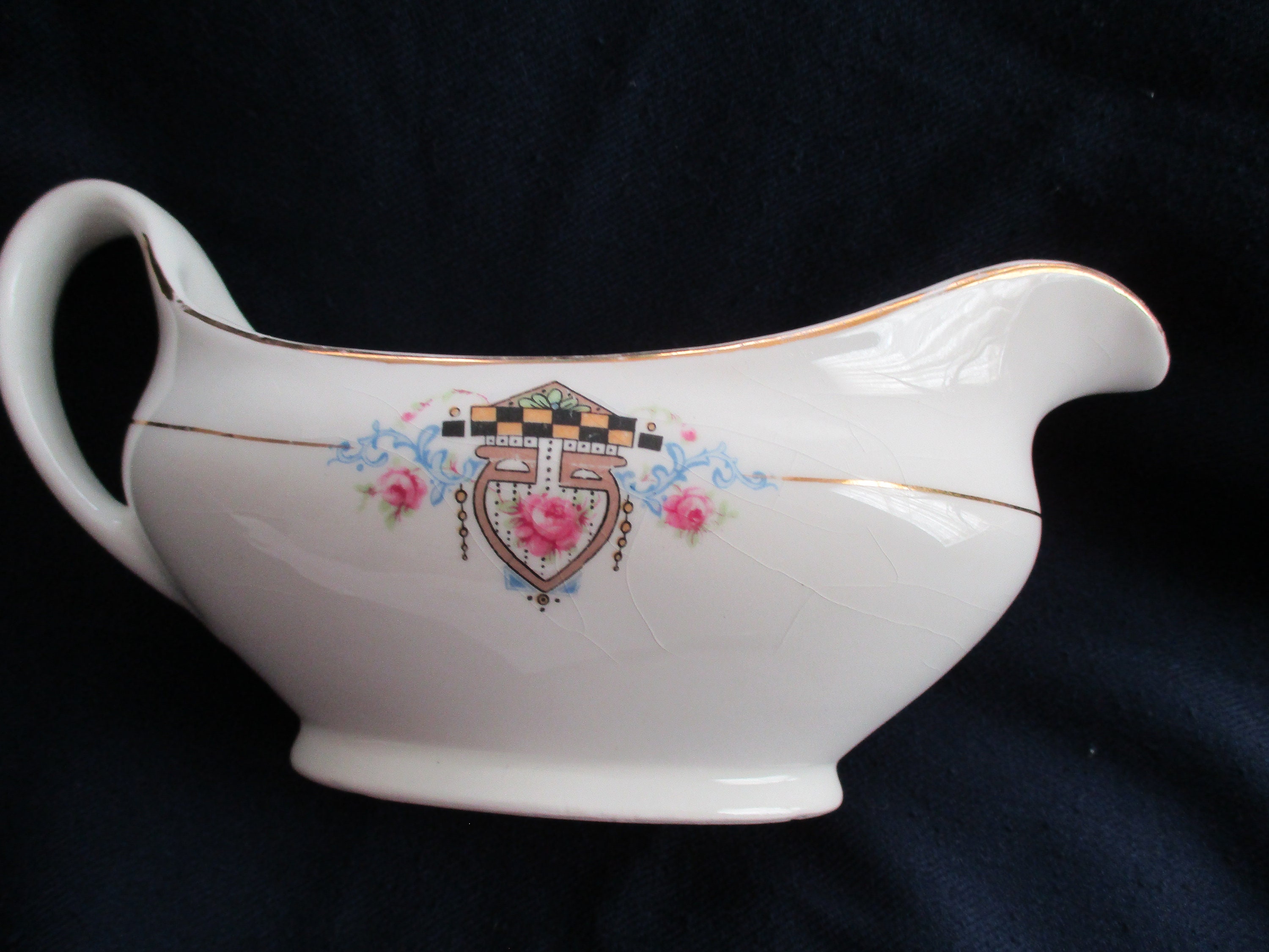 W. S. Dinnerware Gravy Boat Deerwood Pattern Gold Edge Etsy España