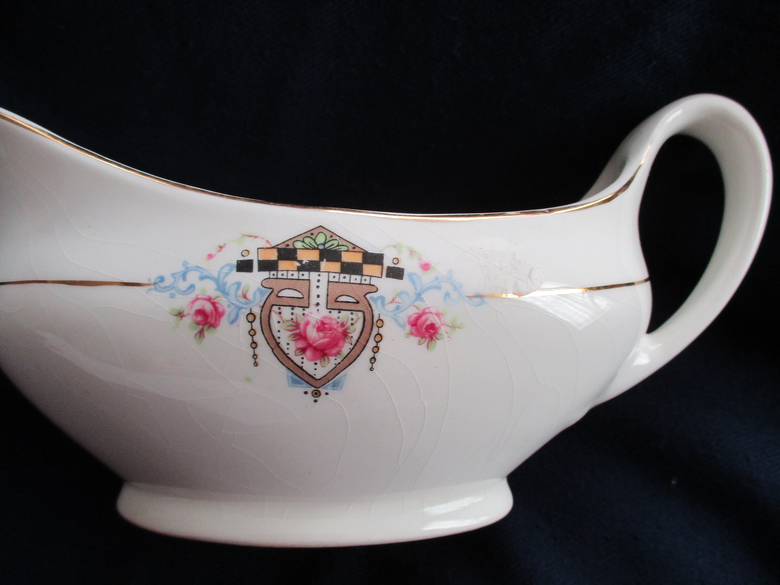 W. S. Dinnerware Gravy Boat Deerwood Pattern Gold Edge Etsy España