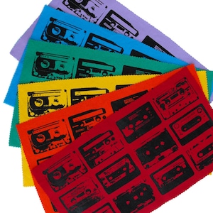 Cassette Tape Fabric Hand Made Fabric Back Patch Tapes Print Canvas Fabric Silk Screen Printing Handmade Fabric 80s Punk Patch Quilt Squares