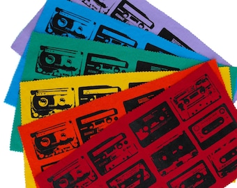 Cassette Tape Fabric Hand Made Fabric Back Patch Tapes Print Canvas Fabric Silk Screen Printing Handmade Fabric 80s Punk Patch Quilt Squares