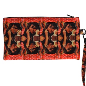 Psychedelic Art Clutch Wristlet Purse Hand Bag Canvas Cloth Wallet Printed Collage Art Hipster Gift Set Pipe Pouch Cosmetics Make Up Pouch