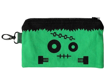 Monster Pouch Frankenstein Monsters Screen Print Wallet Halloween Accessories Horror Punk Cute Clutch Zip Pouch Pencil Pouch Phone Clip On
