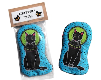 Catnip Toy Space Cat /  Cat Toy / Cat Gift / Catnip Kicker / Catnip Toys Cute Black Cat Pillow Astronaut / Cool Gift Cat Lover Gift