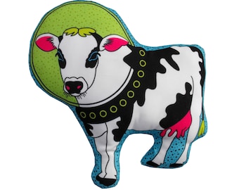 Space Cow Plush Toy / Stuffed Animal / Farm Animal House Decor / Alien Abduction Cow Pillow / Outer Space Home / Gift for Gardeners Farmers
