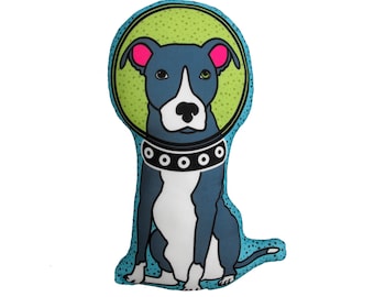 Pit Bull in Space Dog Pillow Stuffed Animal Dog Plush Home Decor Toy Dog Doll Laika Plushies Alien Dog Lover Gift BLUE Nose Pitbull Terrier