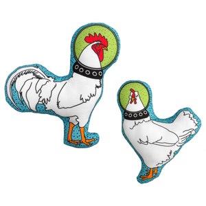Chicken Plush / Space Chicken Stuffed Animal / Rooster Hen House Decor / Alien Chicken Pillow / Outer Space Room Decor / Gift for Gardeners