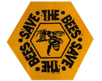 Save the Bees Patch Bee Hive Bee Patch Honey Bee Fabric Honeybee Honey Comb Honeycomb Environment Patch Insect Patch Nature Insects Bugs