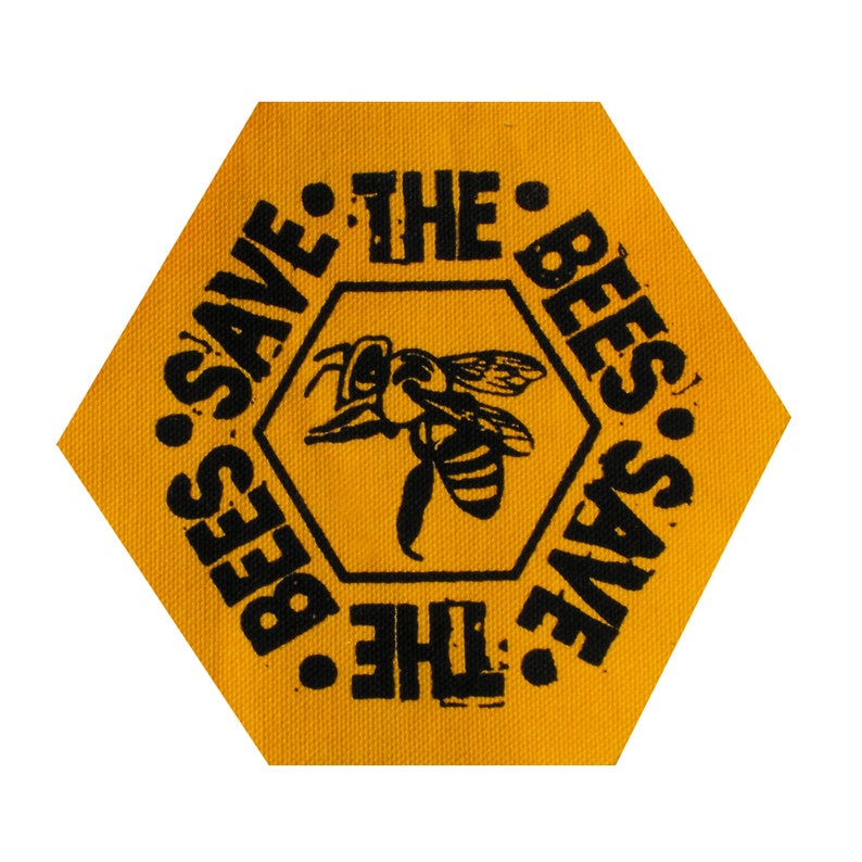 Save the Bees Patch Bee Hive Bee Patch Honey Bee Fabric Honeybee Honey Comb Honeycomb Environment Patch Insect Patch Nature Insects Bugs Yellow