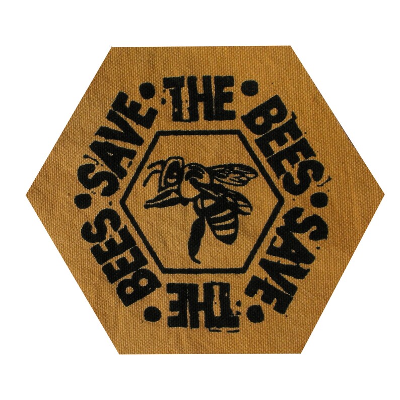 Save the Bees Patch Bee Hive Bee Patch Honey Bee Fabric Honeybee Honey Comb Honeycomb Environment Patch Insect Patch Nature Insects Bugs Gold