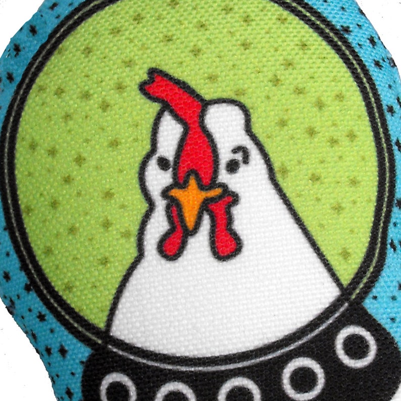 Chicken Plush / Space Chicken Stuffed Animal / Rooster Hen House Decor / Alien Chicken Pillow / Outer Space Room Decor / Gift for Gardeners image 8