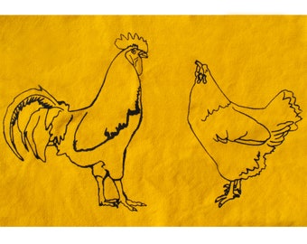 Chicken Patch / Large Farm Animal Patch / Backyard Chickens / Rooster Hen Folk Art Farmer Gift Garden Cloth Patch Sew On Gardening Fabric