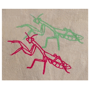 Praying Mantis Patch / Overlay Screen Print / Insect Patch / Nature Patch / Naai op Stof DIY Cartoon Bugs Entomology Iconen Mint Perzik Roze