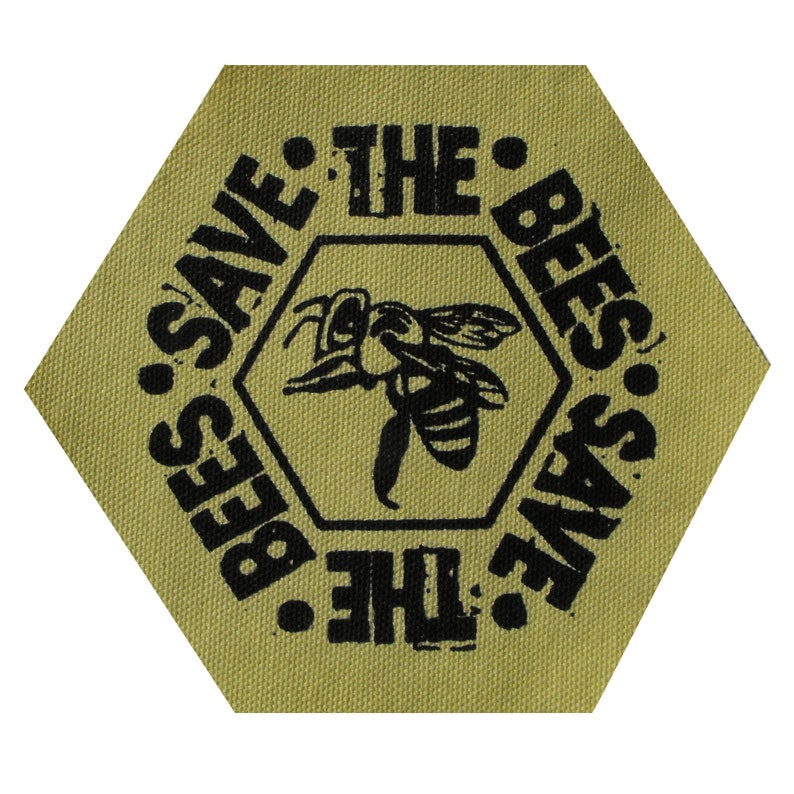 Save the Bees Patch Bee Hive Bee Patch Honey Bee Fabric Honeybee Honey Comb Honeycomb Environment Patch Insect Patch Nature Insects Bugs Avocado Green