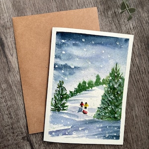 Watercolour Christmas Card|Greeting  Card |Winter Scenery | Handmade |New Year|