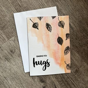 Watercolour Greeting Card|Fall Leaves Card| sending Hugs Friendship Card| Handmade Card|Minimalist|Handpainted Birthday Card