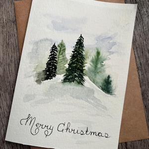 Watercolour Christmas Card|Greeting  Card |Winter Scenery | Handmade |Merry Christmas