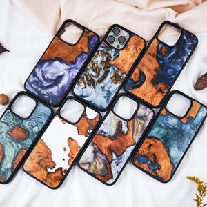 Real Wood Resin Phone Case for iPhone 15 Pro 15 Pro Max 16 Pro 16 Pro Max, Handmade Wooden Epoxy Case, Natural Material Protective Cover