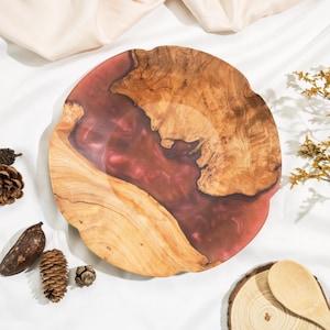 Personalized Round Resin Wooden Tray,Epoxy Serving Wooden Board,Handmade Wooden Decorative Tray,Wooden Kitchen Home Decor,Housewarming Gift