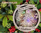 Lighted Christmas Tree multilayer ornament laser file can be PERSONALIZED - SVG only, not a physical item - INSTANT Download