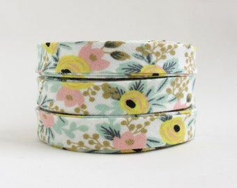 Double Fold Bias Tape - Rosa in Cream - 3 Yards