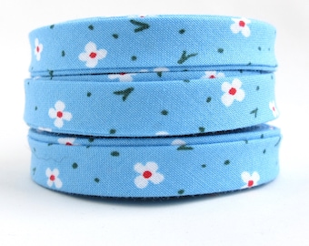 Double Fold Bias Tape - Calico in Blue - 3 Yards