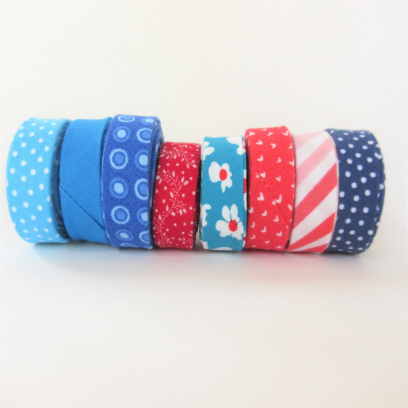 Double Fold Bias Tape Red White and Blue Sampler 8 yards ONLY ONE AVAILABLE image 2