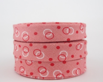 Double Fold Bias Tape - Coral Vintage Ring Toss - 3 Yards