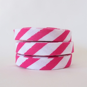 Double Fold Bias Tape -  Paint Stripes in Bright Pink - 3 Yards