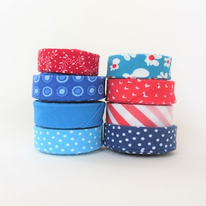 Double Fold Bias Tape Red White and Blue Sampler 8 yards ONLY ONE AVAILABLE image 1
