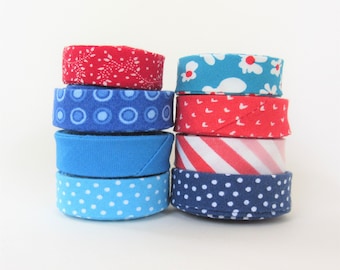 Double Fold Bias Tape Red White and Blue Sampler - 8 yards - ONLY ONE AVAILABLE