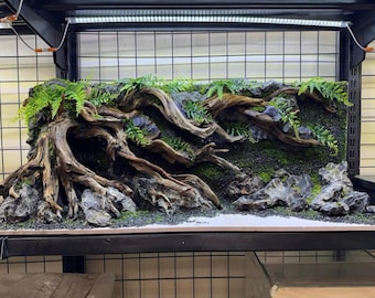 Fondo 3D para acuario, pared rocosa para acuario, paisajismo estilo montaña, fondo para terrario/paludario, tamaño personalizado.
