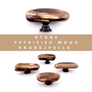 Petrified Wood Cabinet Knobs, Real Stone Drawer Pulls, Handmade Montana Stone