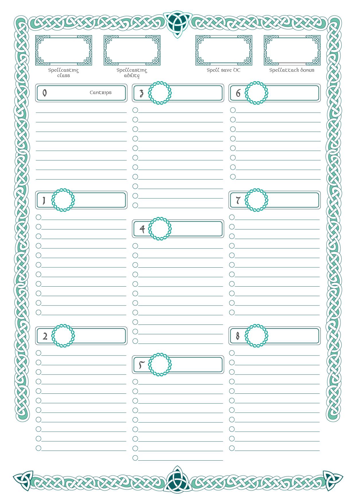 Custom Dnd Warrior Character Sheet, Celtic/viking Theme, Digital PDF ...